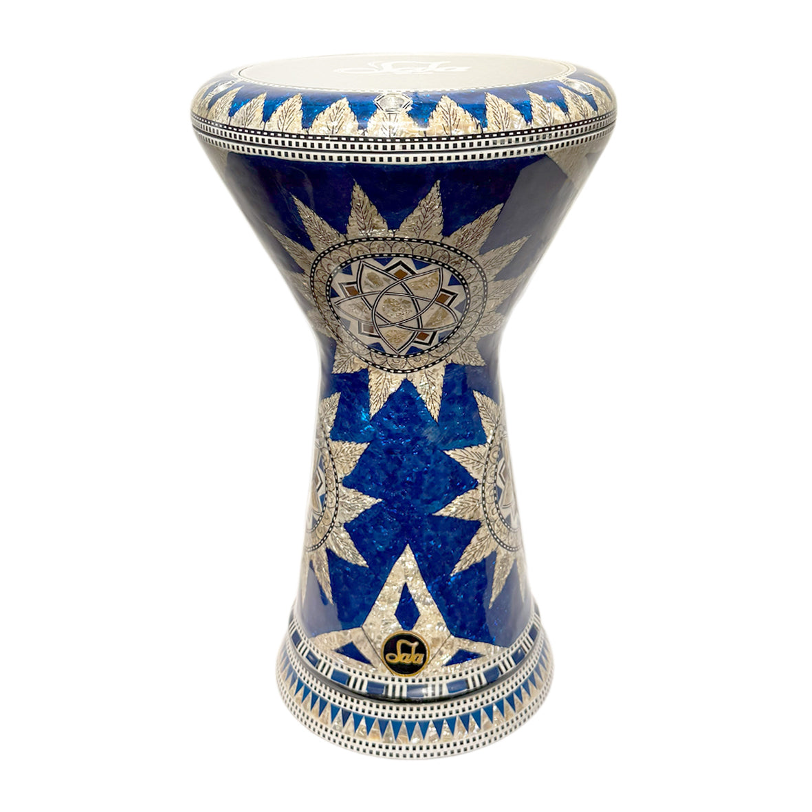 Ägyptische Darbuka SKY-2 von Sala mit blauem Perlmutt und Synthetikfell