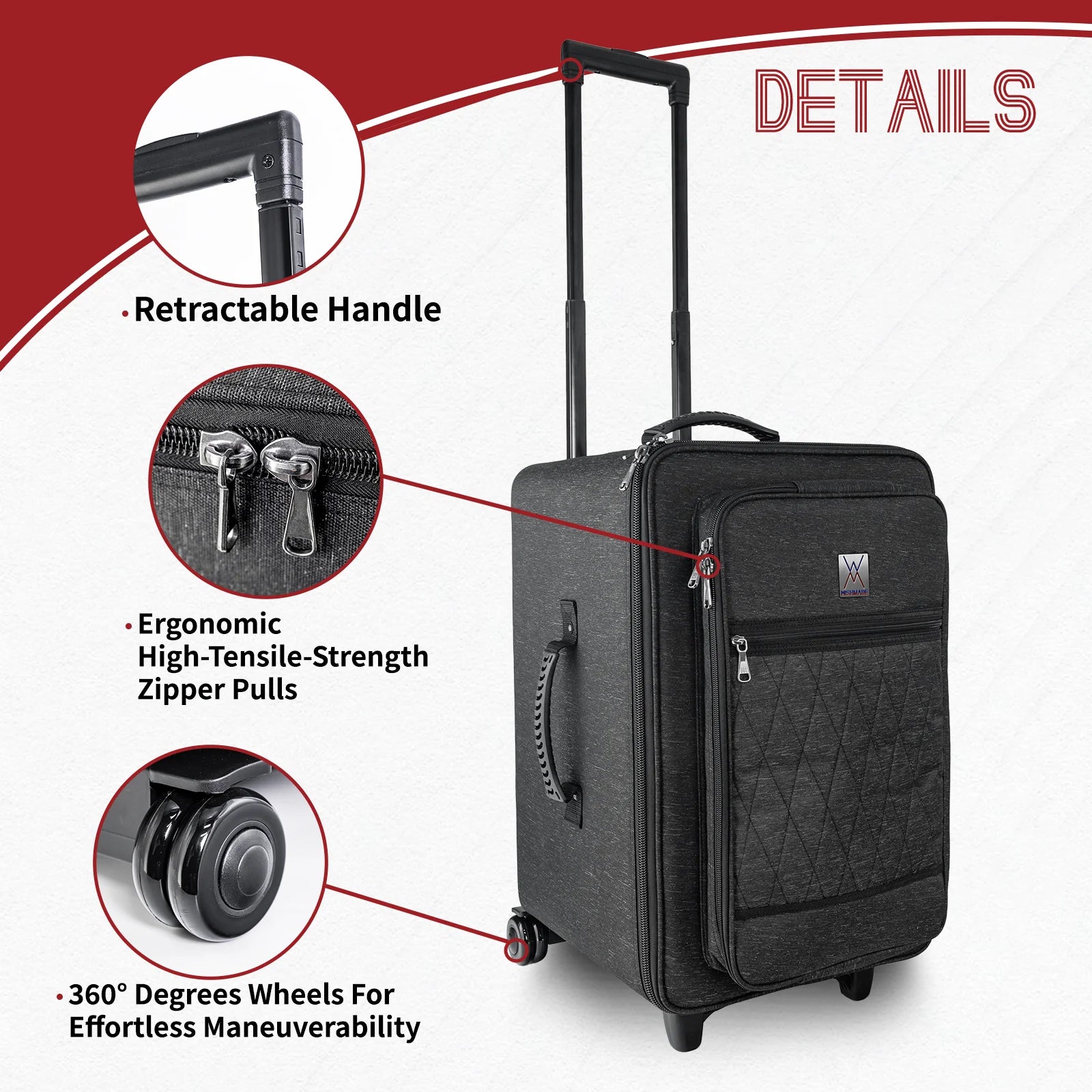 Pro Tour Darbuka Case FLY-4 mit ausziehbarem Trolley und Rucksackgurten