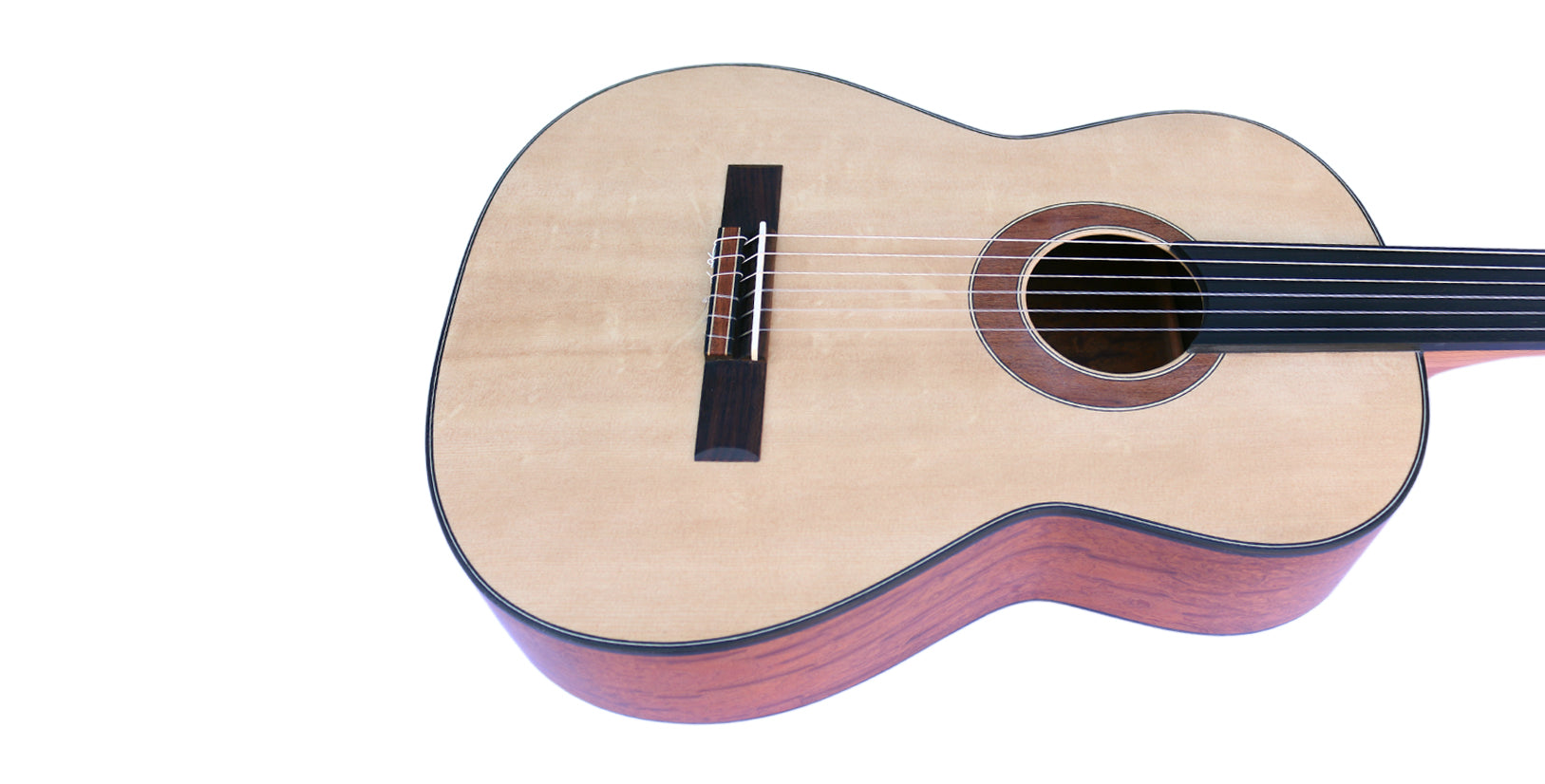 Håndlavet COP-404 båndløs klassisk guitar, 10 cm krop depth og grantræ klangbund