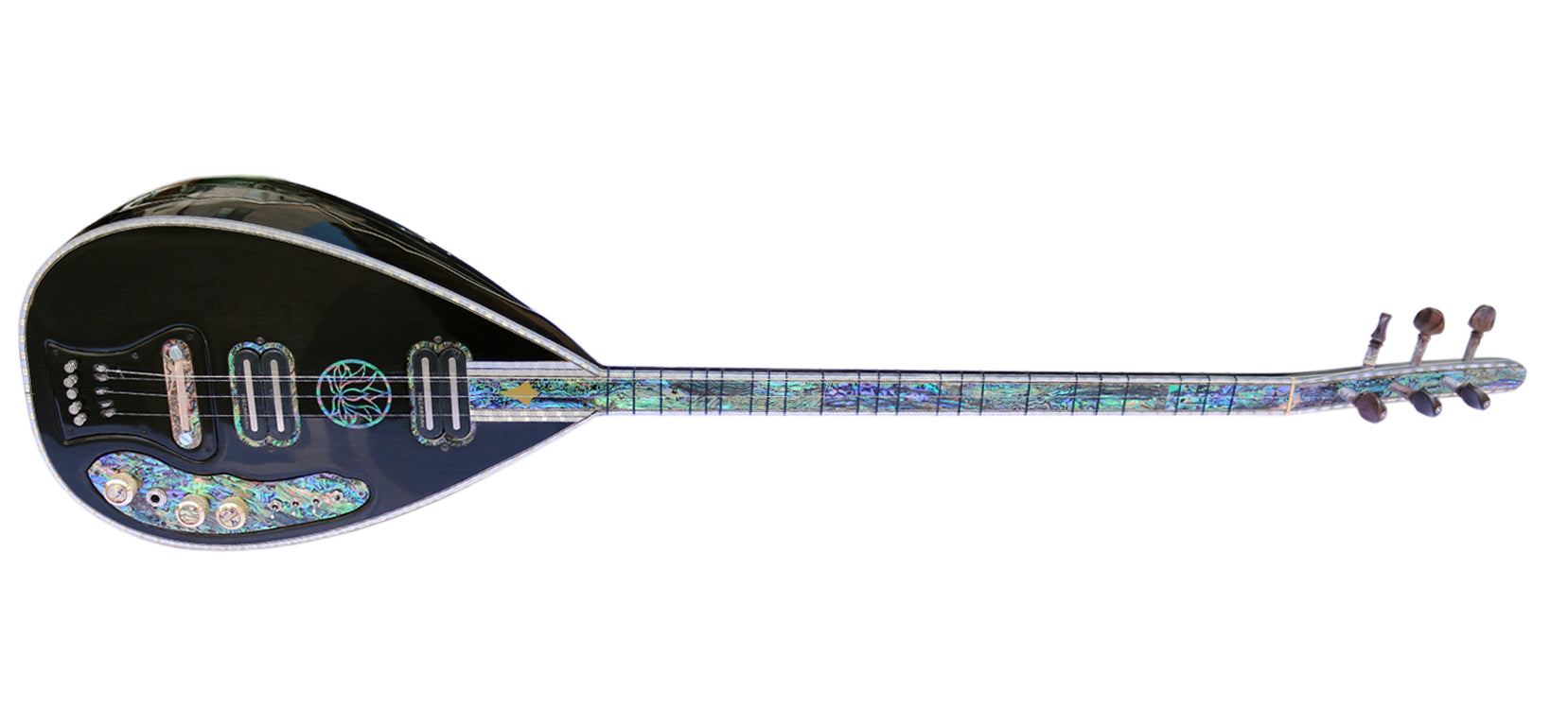 Saz électrique à long manche noir DES-3 avec micros Necerman par Dest