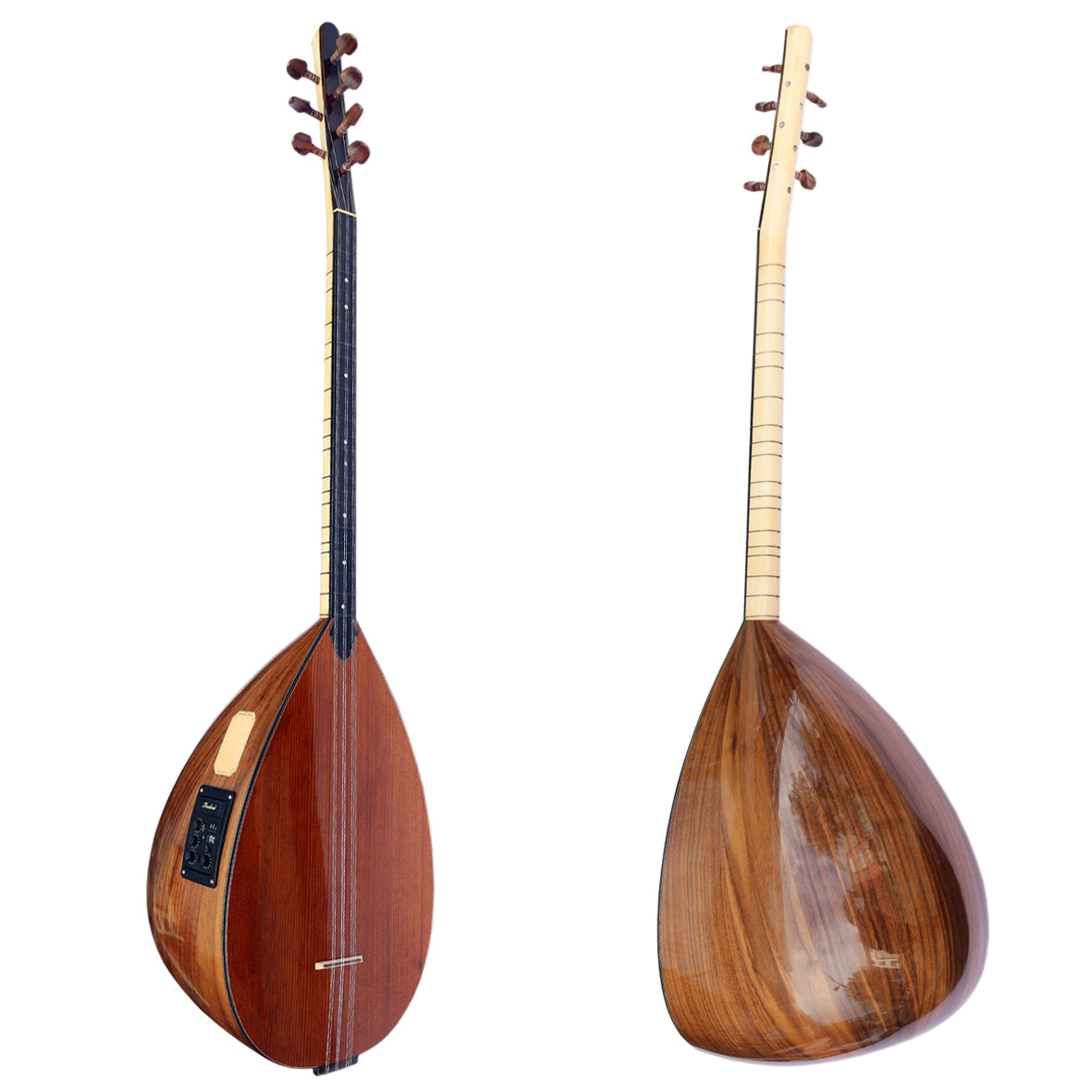 Baglama saz électro-acoustique professionnel à manche court ASB-303EQ avec caisse en noyer Sala