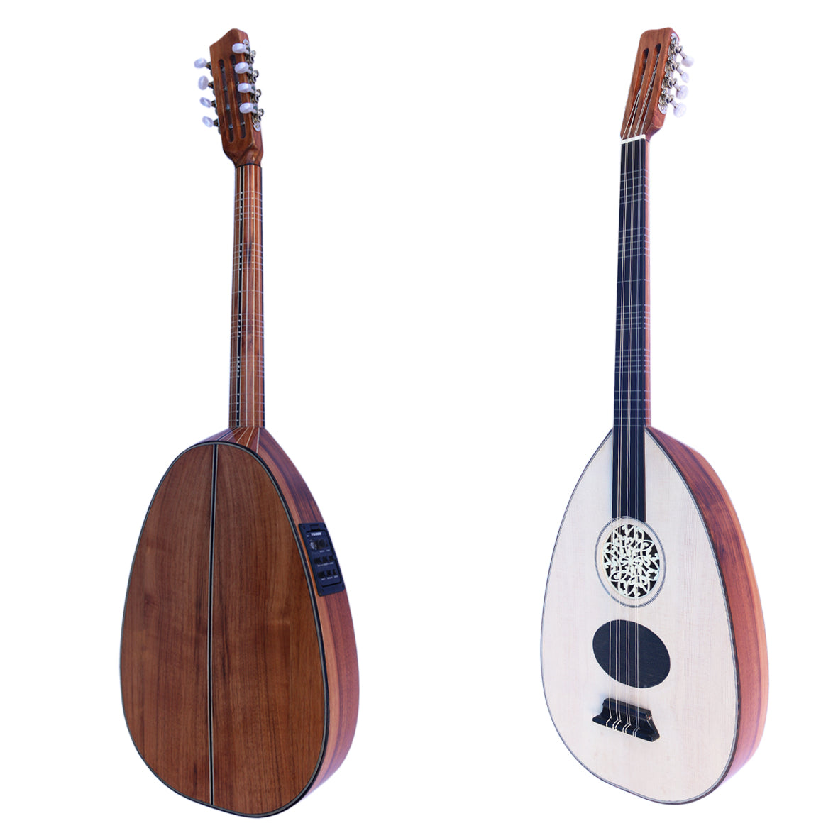 Turkish professional electric-acoustic lavta SEL-4 short-neck fretted lute with pickup