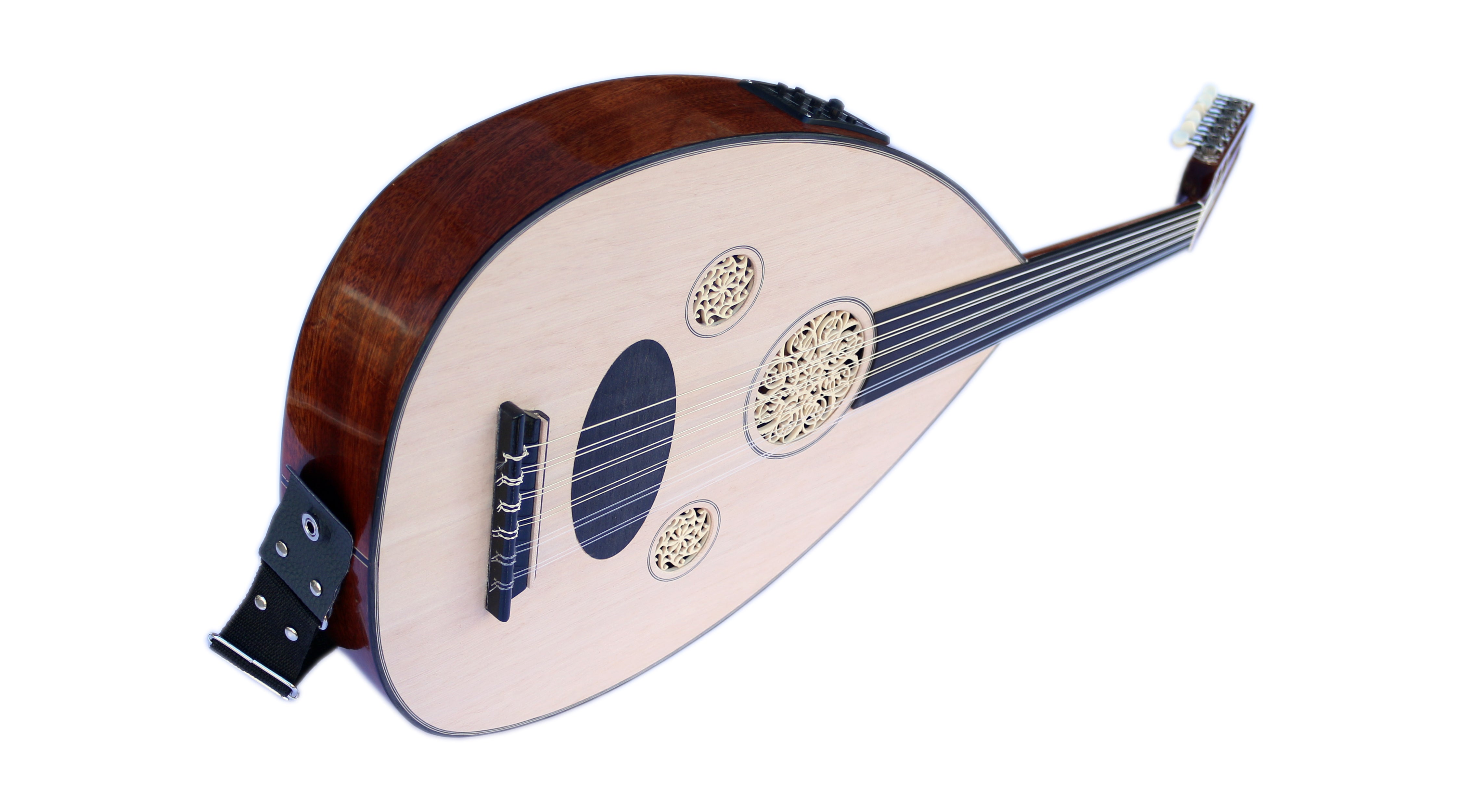 Türk yarı elektro akustik udu OUDE 5 maun gövde ladin yüz