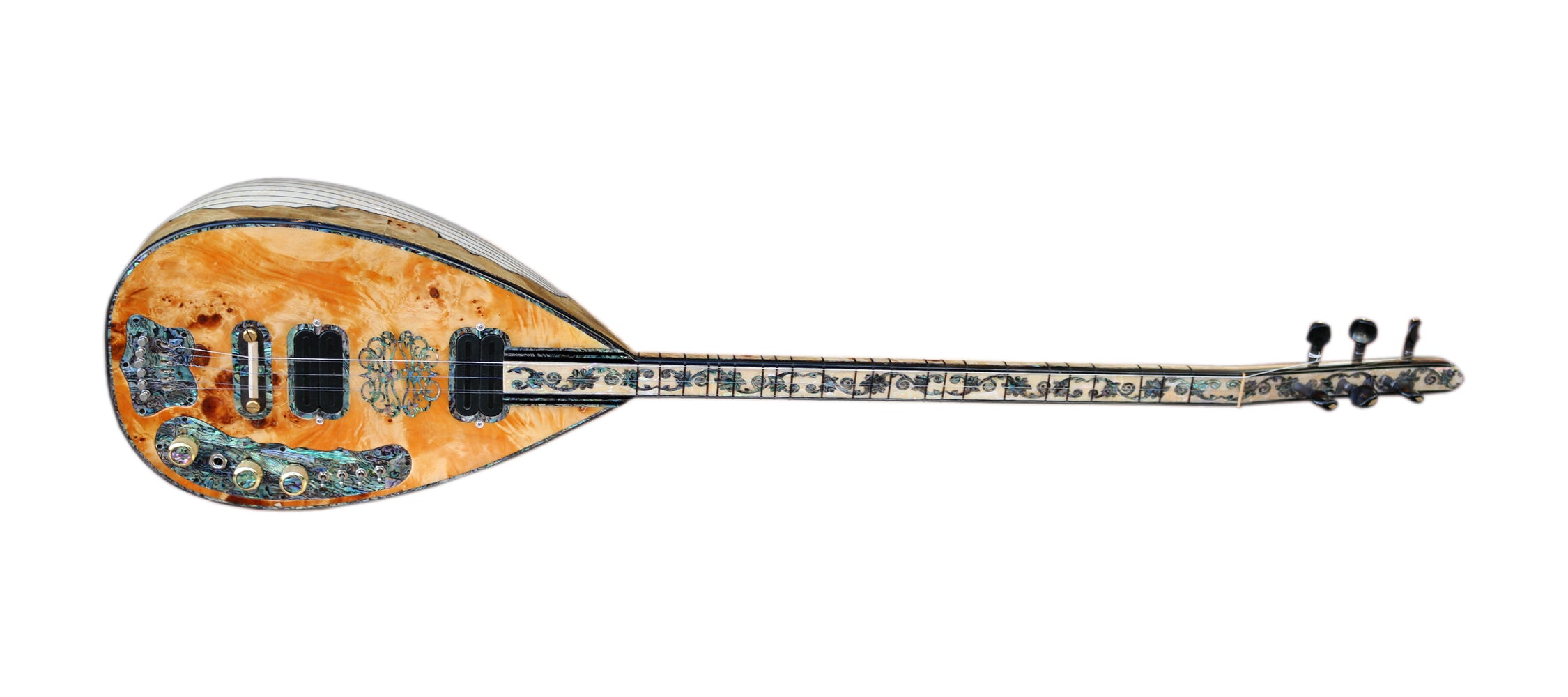 Sala yapımı sedef kakmalı gövdeli özel elektro saz PEARL-4