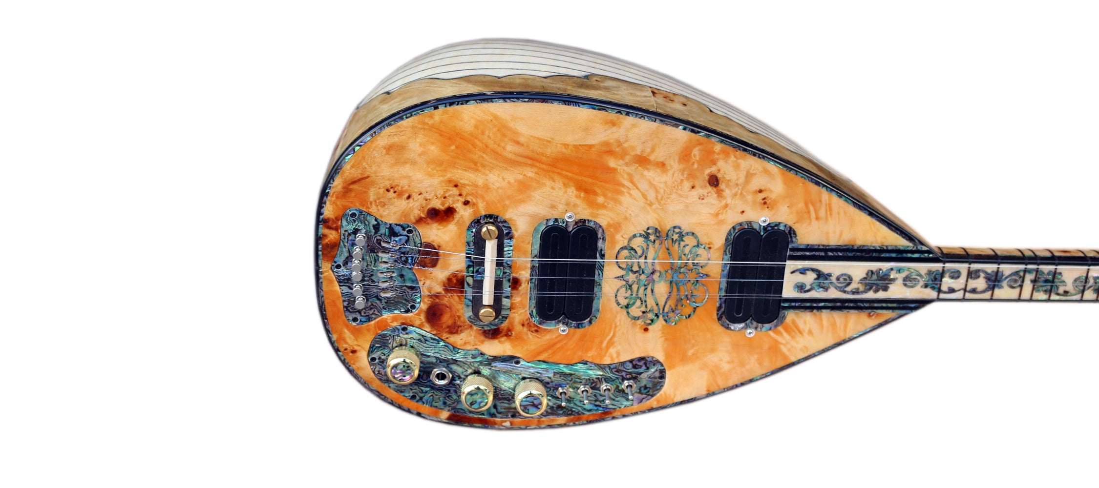 Sala yapımı dekoratif sedef detaylı PEARL-4 özel elektro bağlama saz