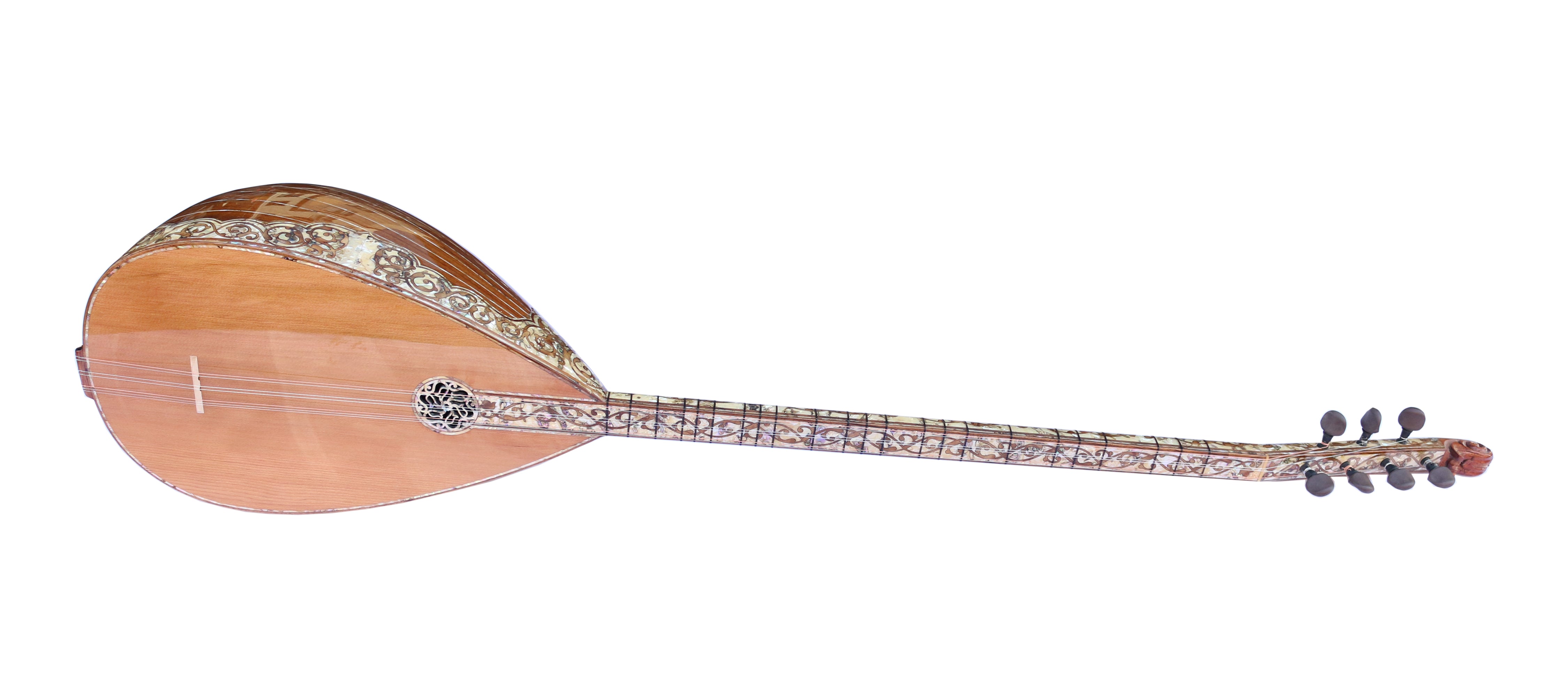 Sala yapımı sedef kakmali uzun sap bağlama saz PEARL-1