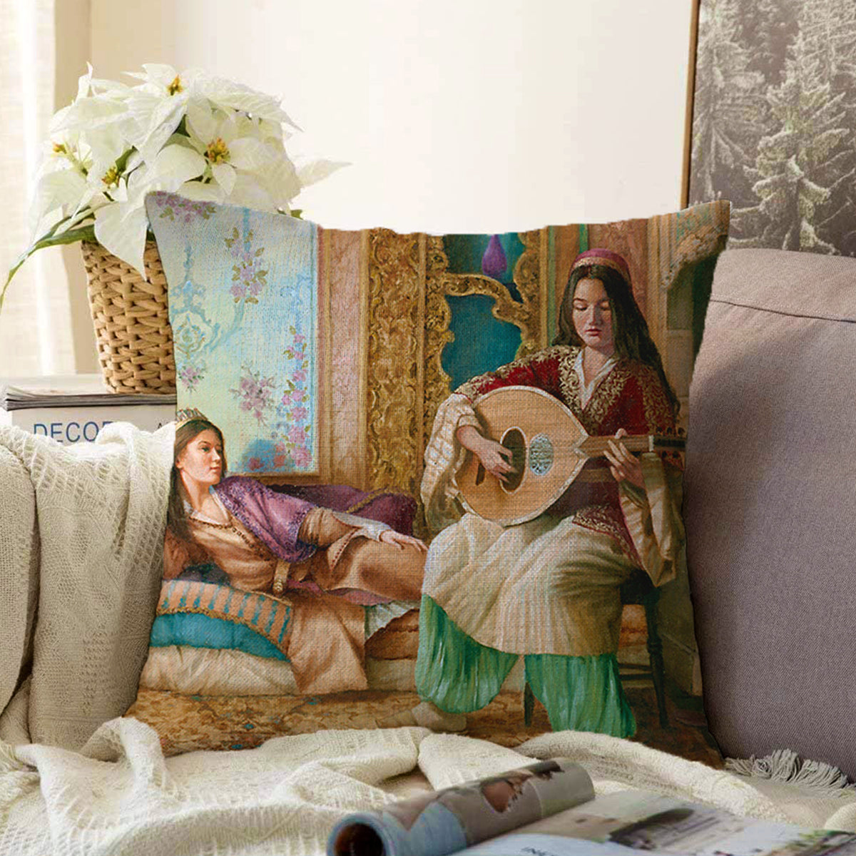 Coussin décoratif design oud pour amateurs de musique décoration intérieure